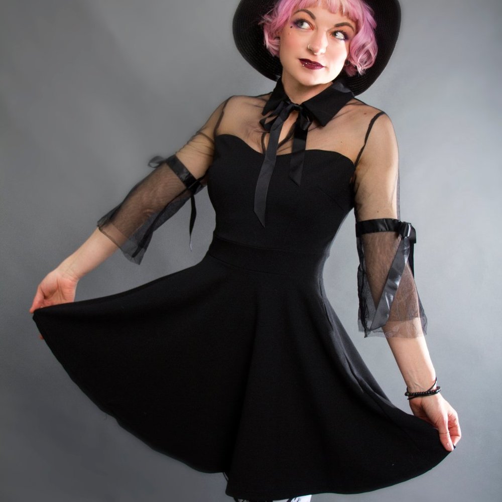 Black Collared "Spooky Girl" Dress